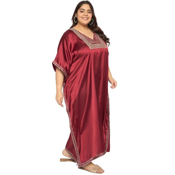 Gypsie Blu Kaftan Dress for Women Satin Sequences Gown Dresses for Stylish Maxi - Picture 3 of 7